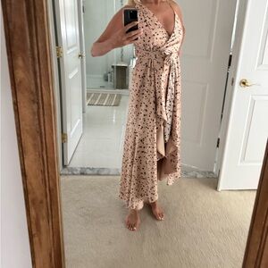 Fame and Partners Blush and Black High Low Dress
